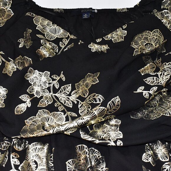 Eclair Sweetheart Neck Faux Wrap Short Sleeve Party Top Blouse Size S - Picture 6 of 8